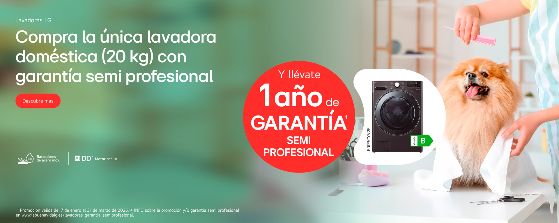 Compra una lavadora con capacidad de 20kg y llévate un año de garantía semi profesional