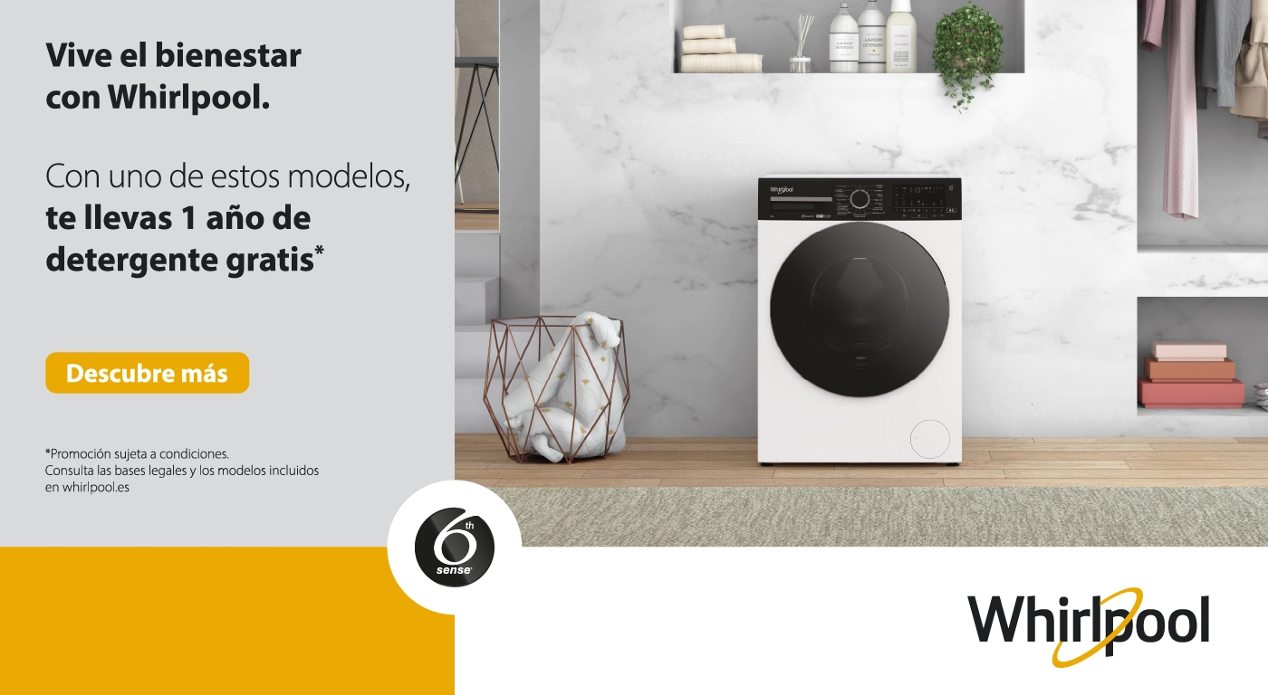 Te regalamos 1 año gratis de detergente por la compra de una lavadora Whirlpool