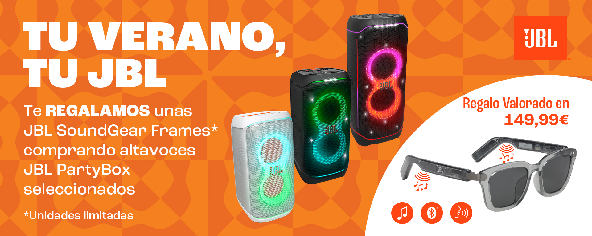 Tu verano suena mejor con JBL: consigue unas gafas de sonido por tu compra