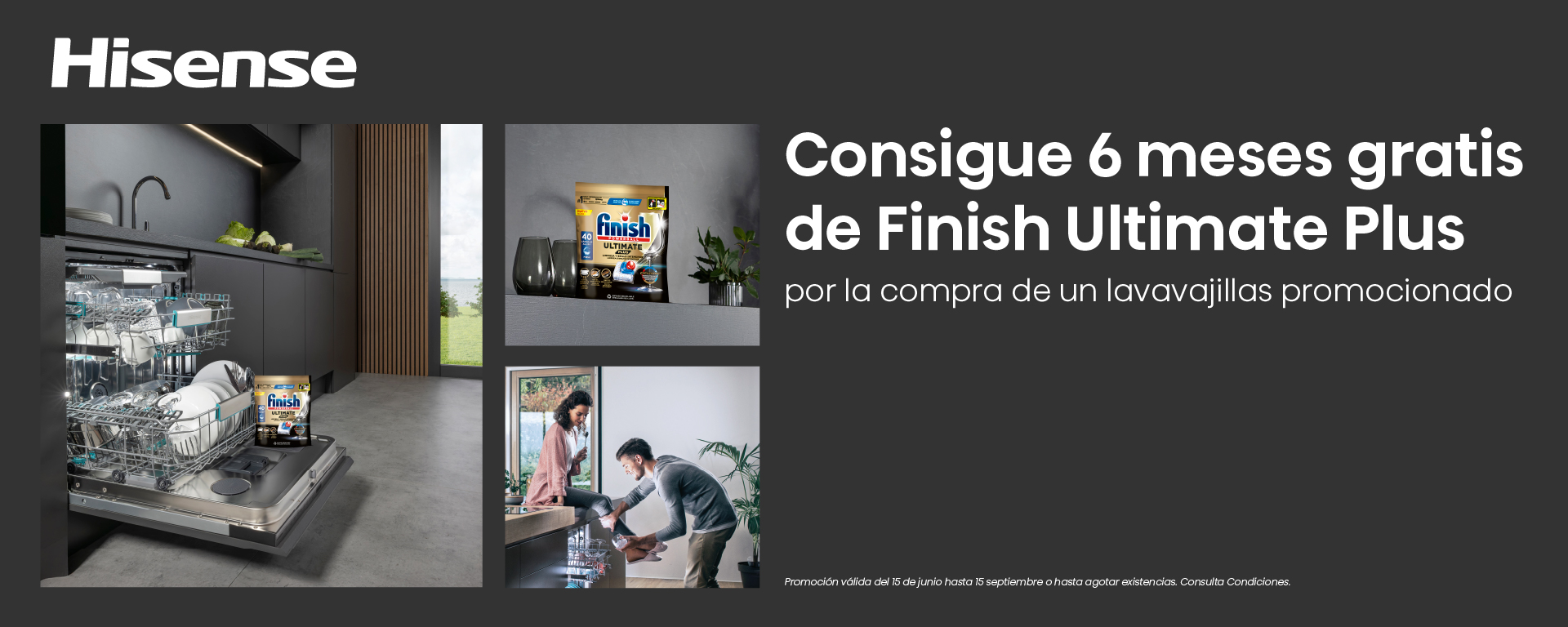 Compra tu lavavajillas Hisense y consigue 6 meses de Finish Ultimate