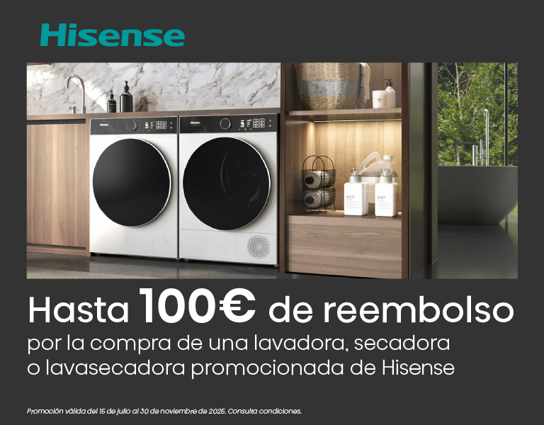 Compra tu lavadora, secadora o lavasecadora Hisense en Euronics y recibe un reembolso directo