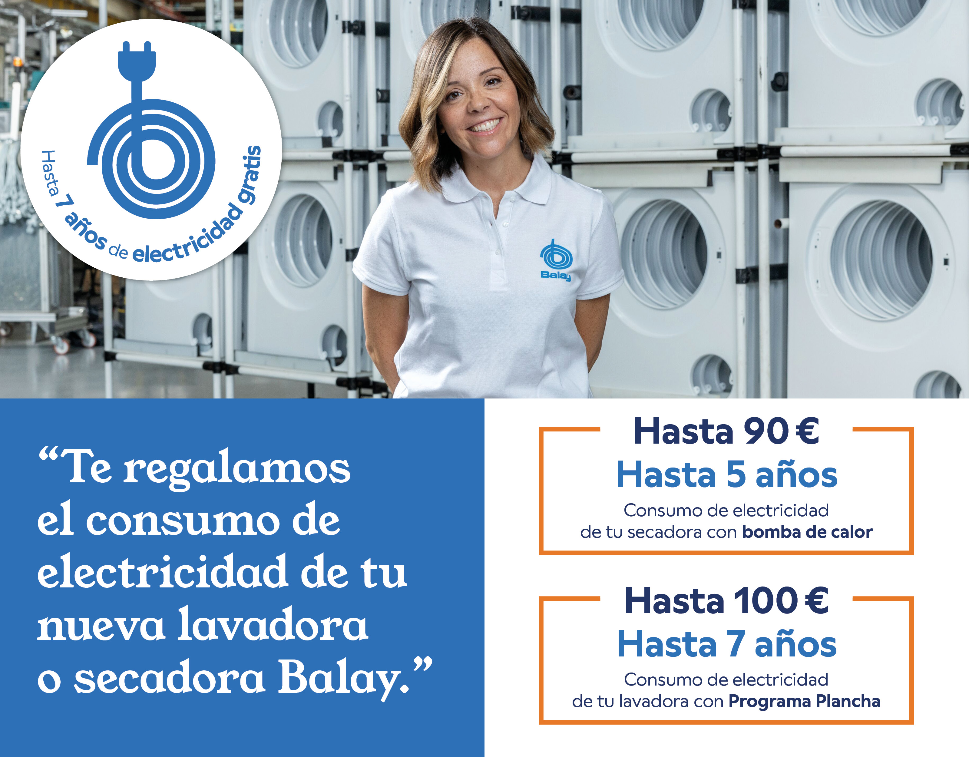Compra tu lavadora o secadora Balay en Euronics y consigue electricidad gratis durante años