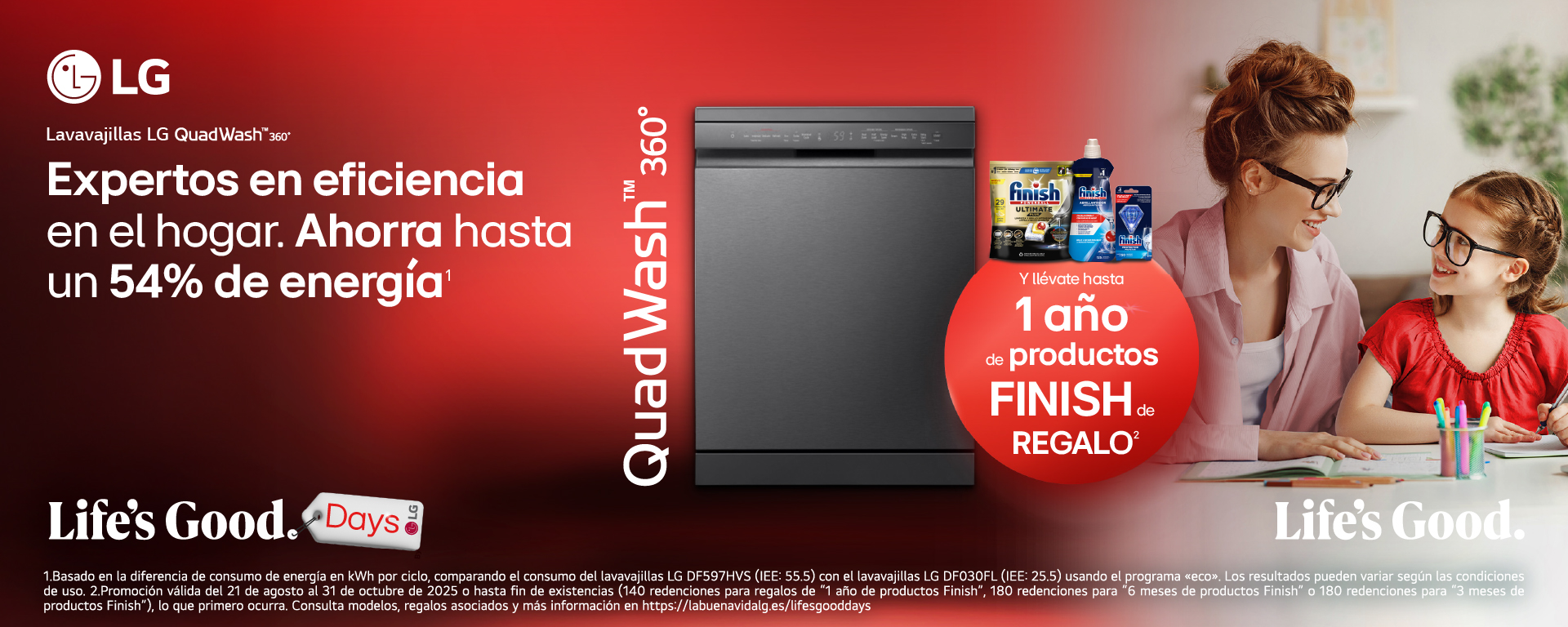 1 Año de Finish gratis con la compra de un lavavajillas LG
