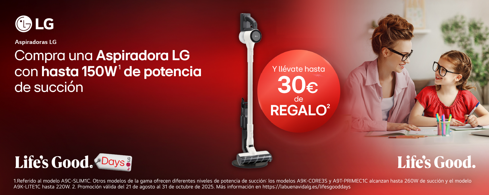 Hasta 30€ de reembolso con la compra de un aspirador LG