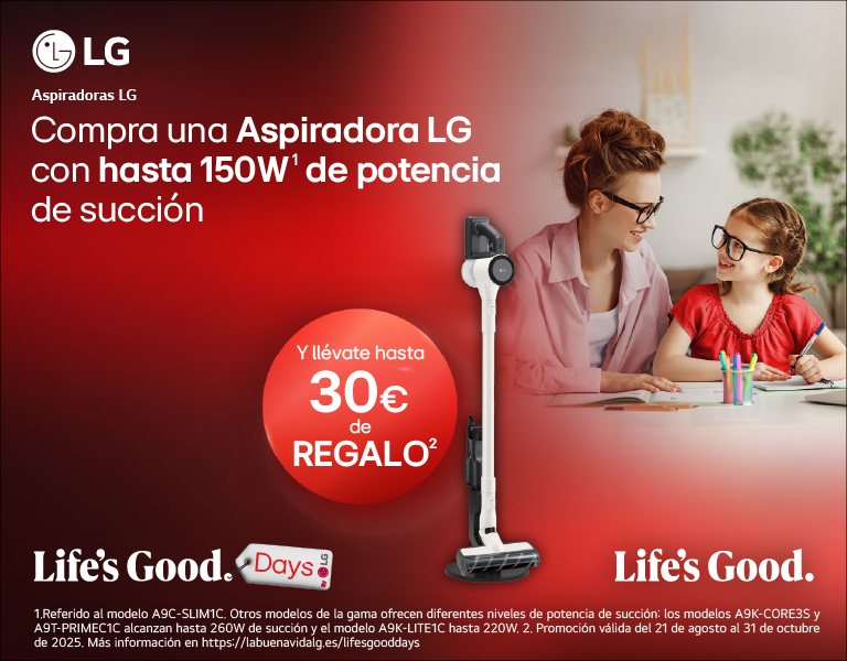 Hasta 30€ de reembolso con la compra de un aspirador LG