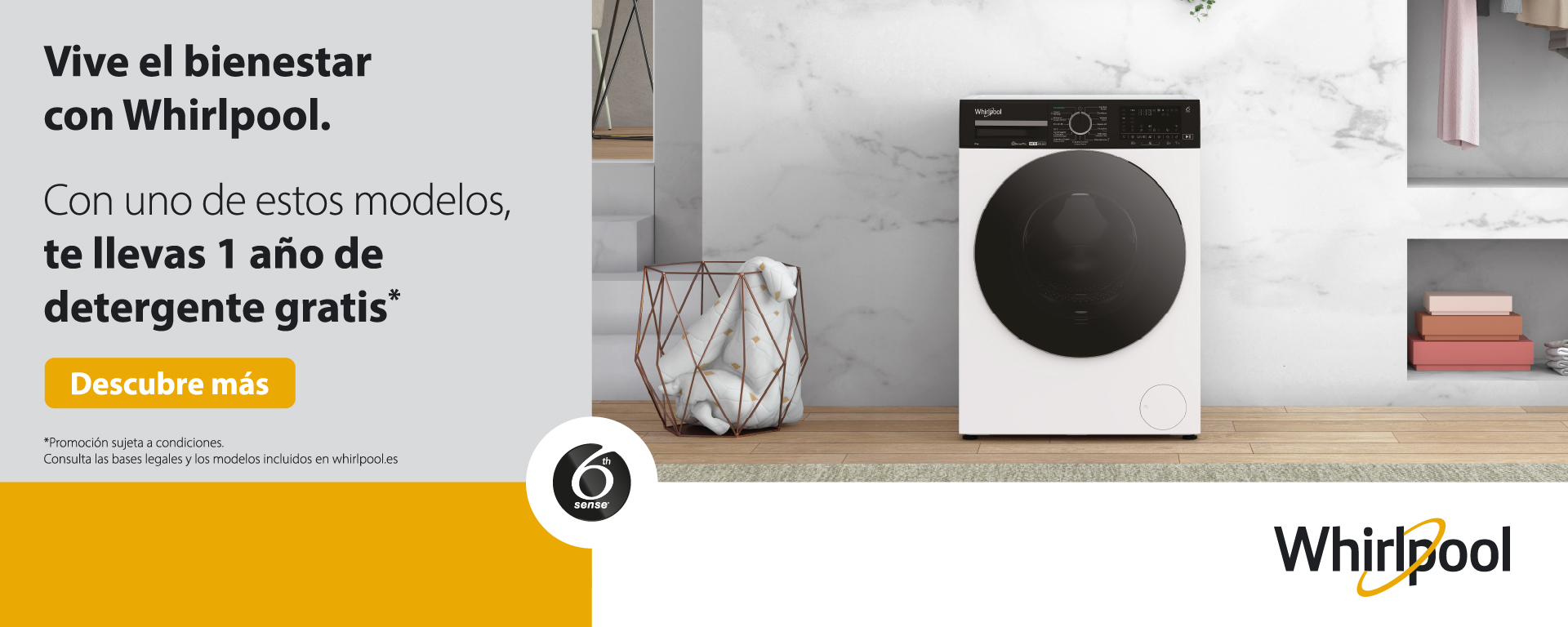 Compra tu lavadora o lavavajillas Whirlpool y llévate 1 año de detergente gratis