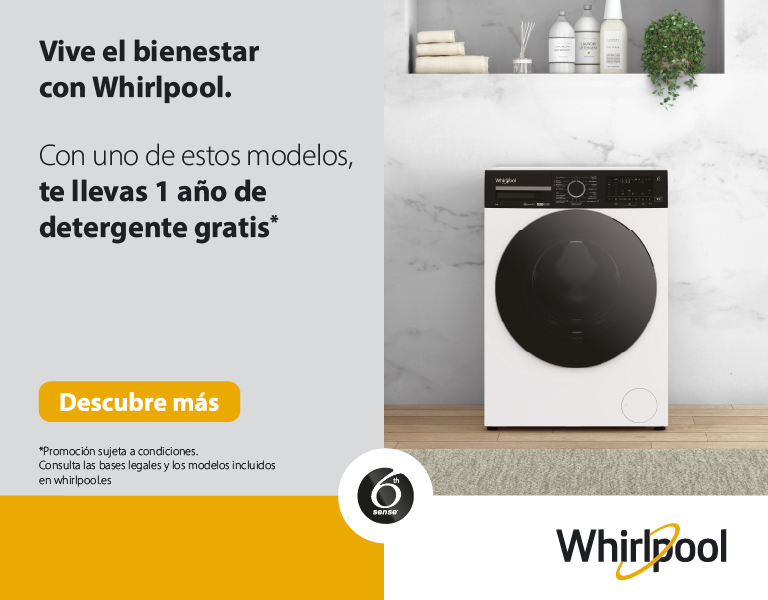 Compra tu lavadora o lavavajillas Whirlpool y llévate 1 año de detergente gratis