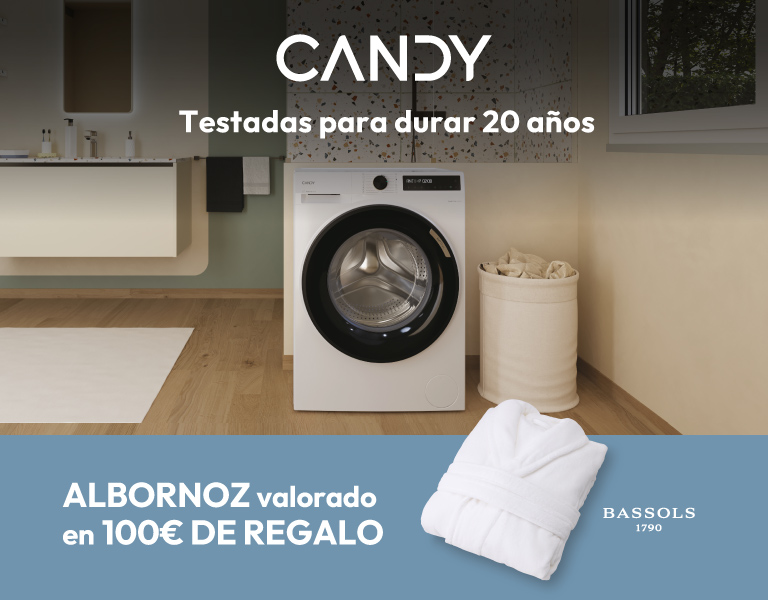 Disfruta de un albornoz de regalo con tu lavadora Candy, ¡testada para durar 20 años!