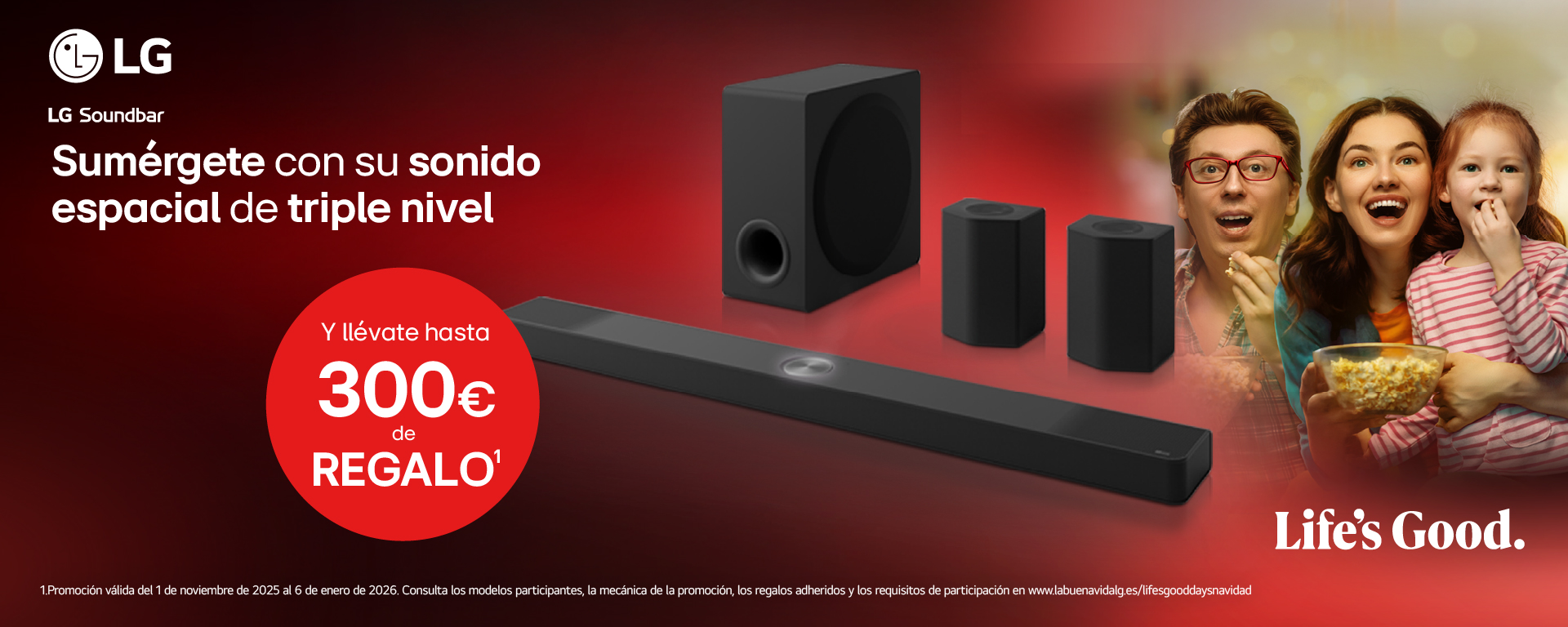 Con tu nueva Barra de sonido  LG, gana hasta 300€ de regalo