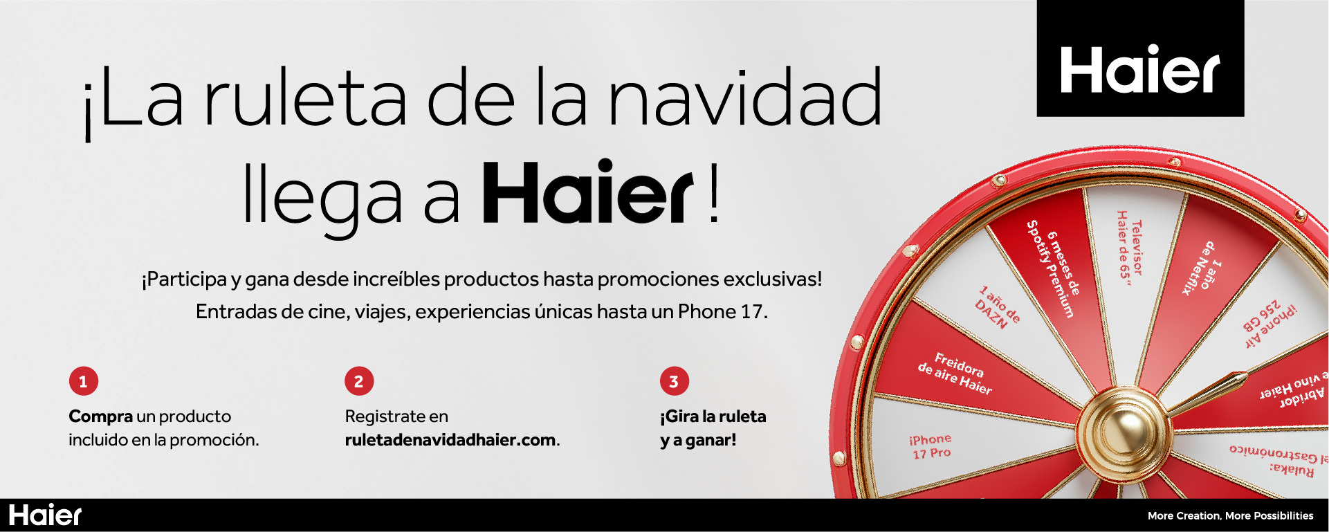 Gira la Ruleta Haier y consigue un premio seguro con tu aire acondicionado