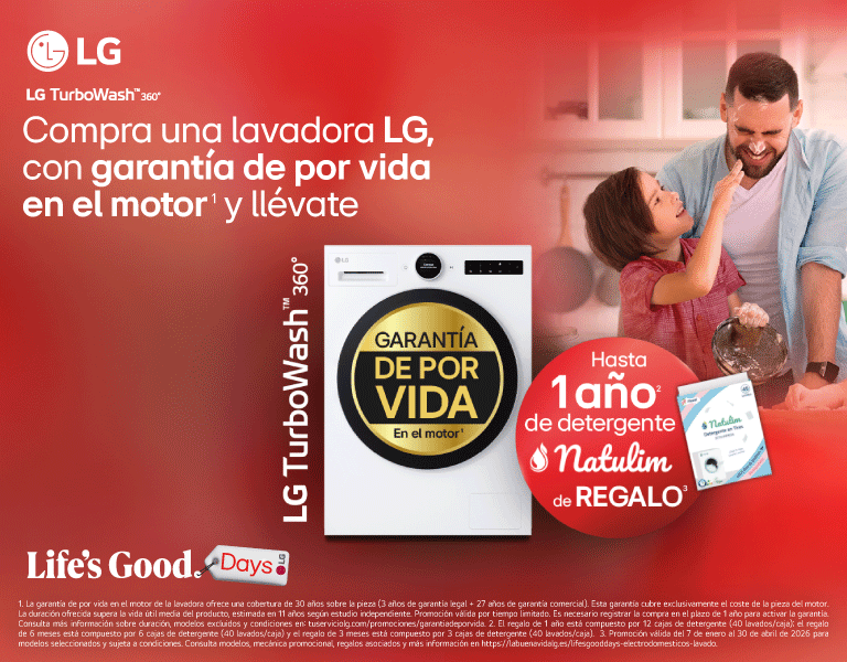 Compra una lavadora LG y llévate hasta 1 año de detergente Natulim