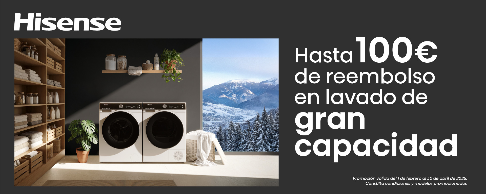 Hasta 100 € de reembolso en lavadoras, secadoras y lavasecadoras Hisense