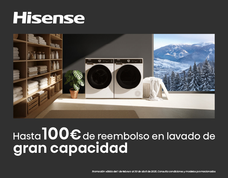 Hasta 100 € de reembolso en lavadoras, secadoras y lavasecadoras Hisense