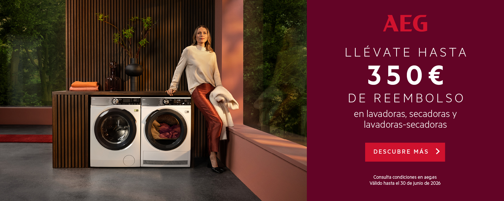 Compra un equipo de lavado AEG y consigue hasta 350€ de reembolso