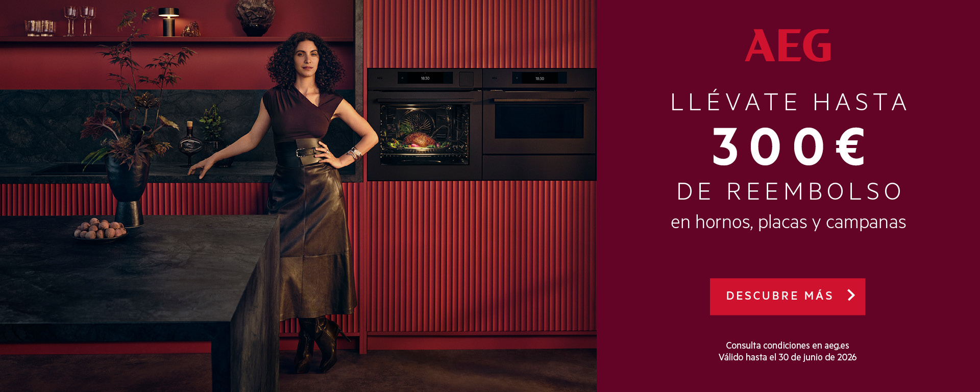 Consigue hasta 300€ de reembolso al comprar tu horno, placa o campana AEG - Oferta Primavera