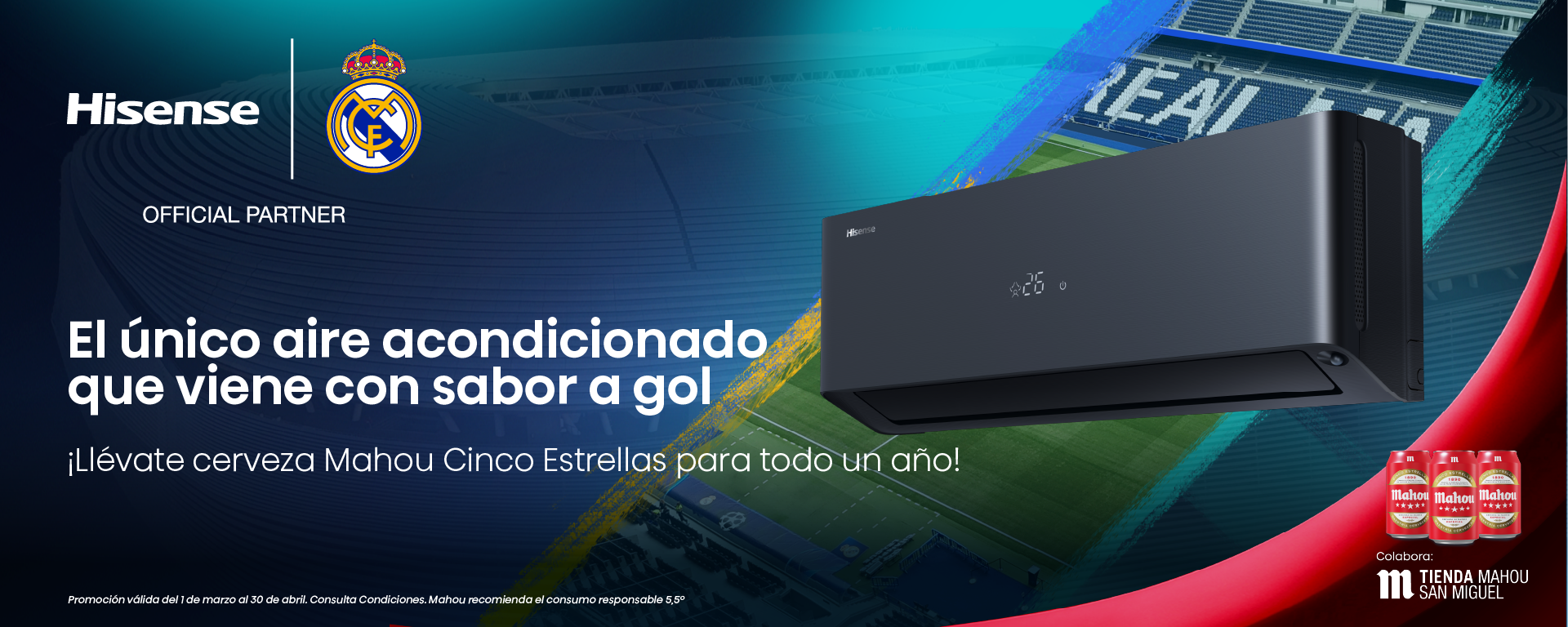 Compra un aire acondicionado Hisense y llévate hasta 1 año de cerveza Mahou