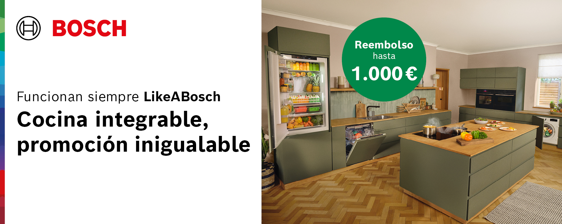 Reembolso de hasta 1000€ con tu cocina integrable Bosch