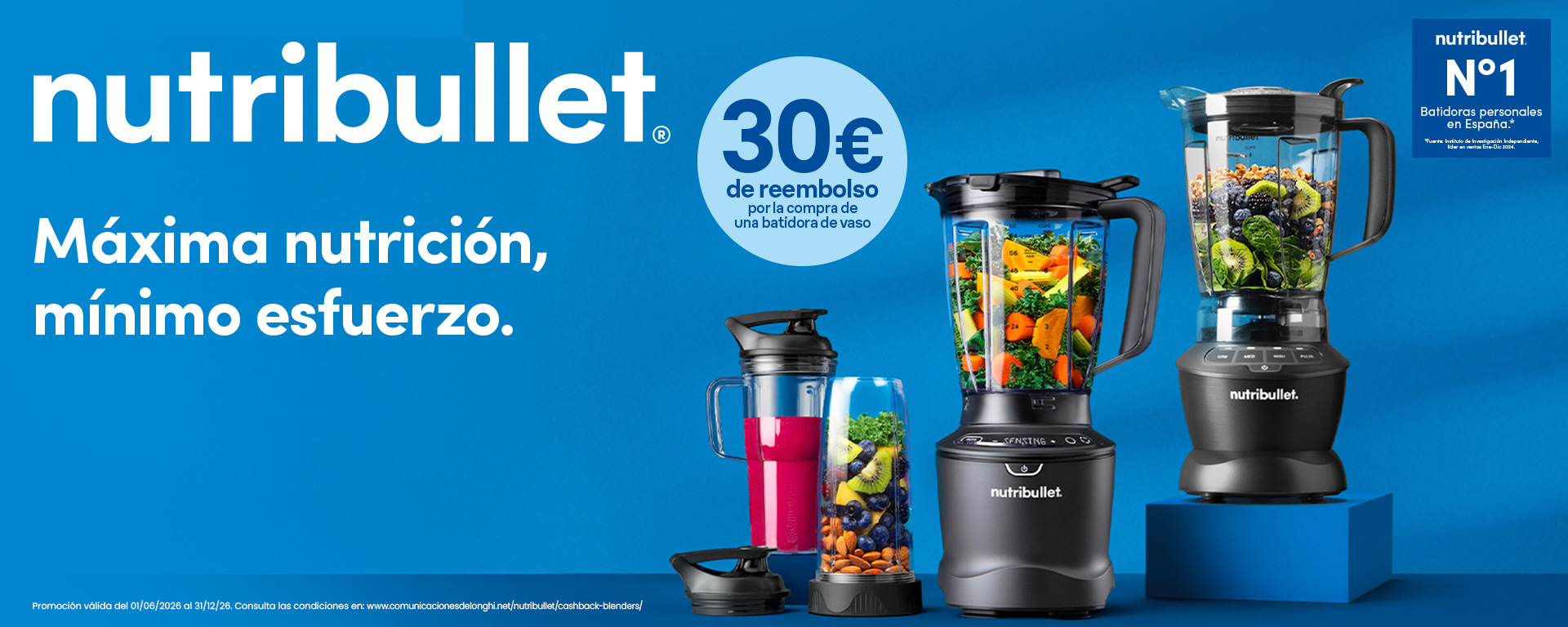 Consigue 30€ de reembolso con tu batidora Nutribullet