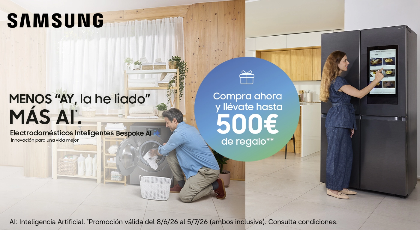 Compra electrodomésticos Samsung y consigue hasta 500€ de reembolso  