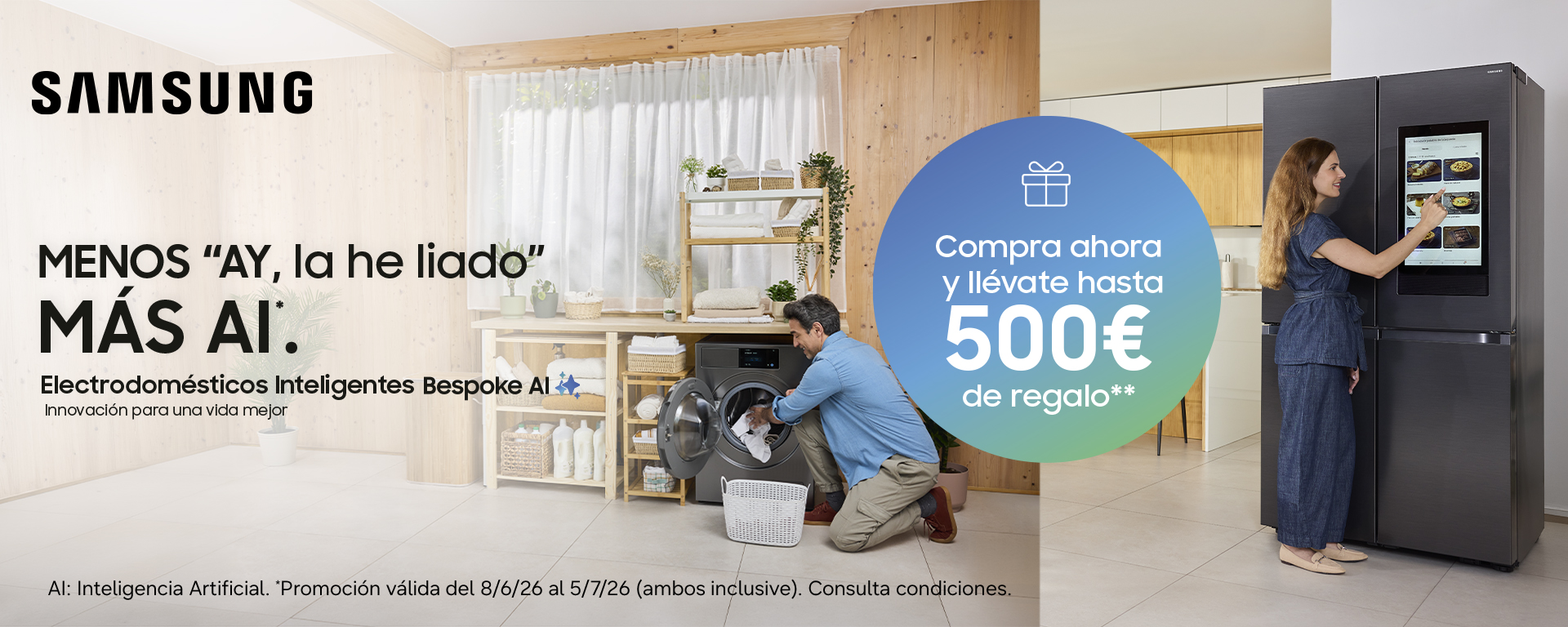Compra electrodomésticos Samsung y consigue hasta 500€ de reembolso  