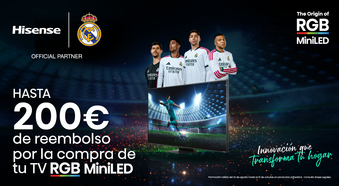 Consigue hasta 200€ de reembolso con tu TV Hisense RGB MiniLED  