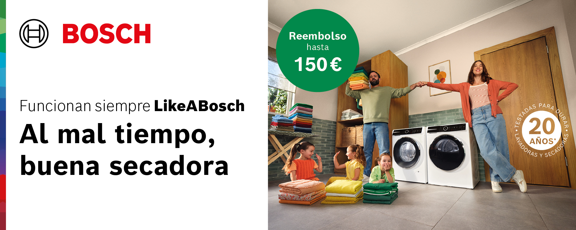 Consigue hasta 150€ de reembolso con tu secadora Bosch