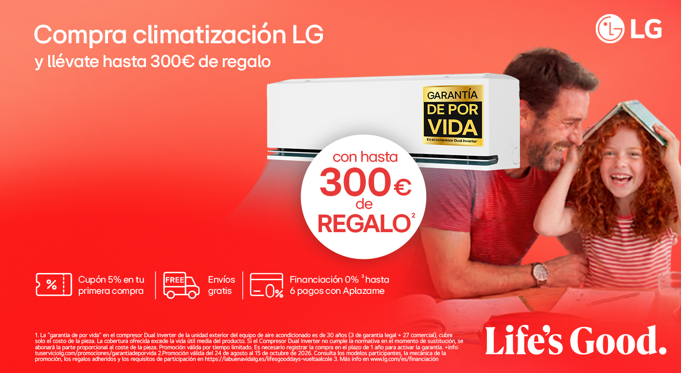 Consigue hasta 300€ de reembolso con tu nuevo aire acondicionado LG en Euronics