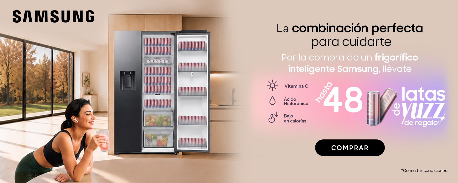 Compra un frigorífico Samsung y llévate hasta 48 latas Yuzz