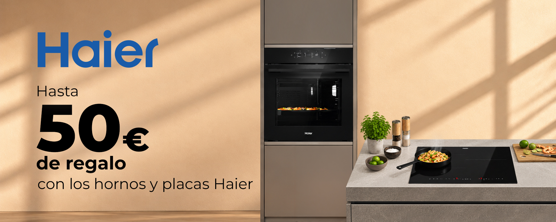 Llévate 50€ de regalo con tu horno o placa Haier